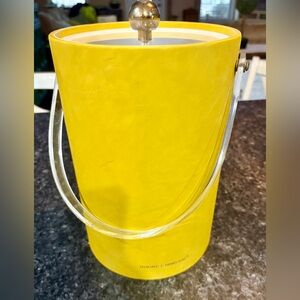 Bright Yellow Retro“Bucket Brigade” Ice Bucket with Clear Lucite Handle
